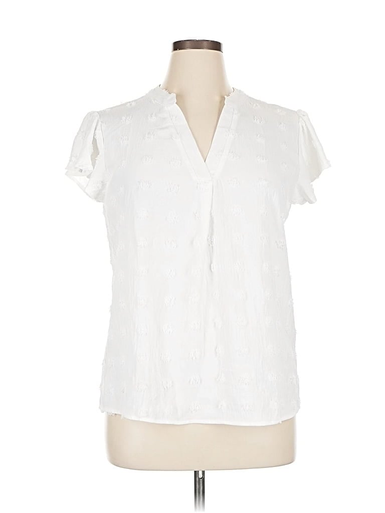 Pre-owned Blooming Jelly Short Sleeve Blouse In White