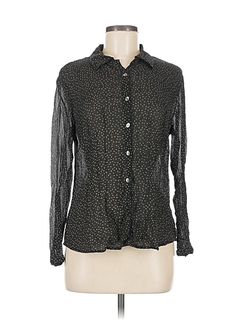 Pre-owned Jjill Long Sleeve Blouse In Black