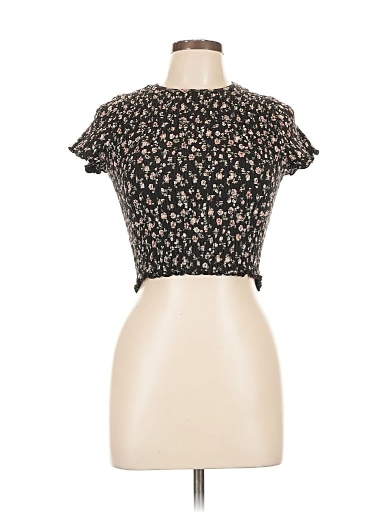 Pre-owned Hollister Short Sleeve Top Black Keyhole Neckline Tops