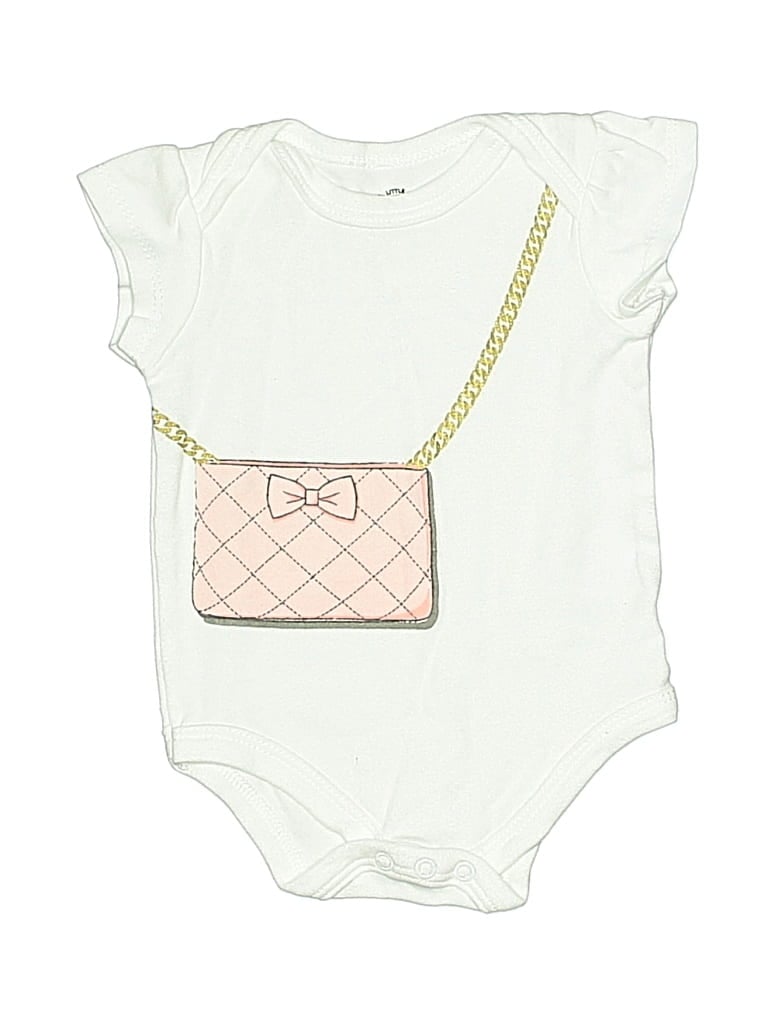Pre-owned Little Treasure Babies' Short Sleeve Onesie In White