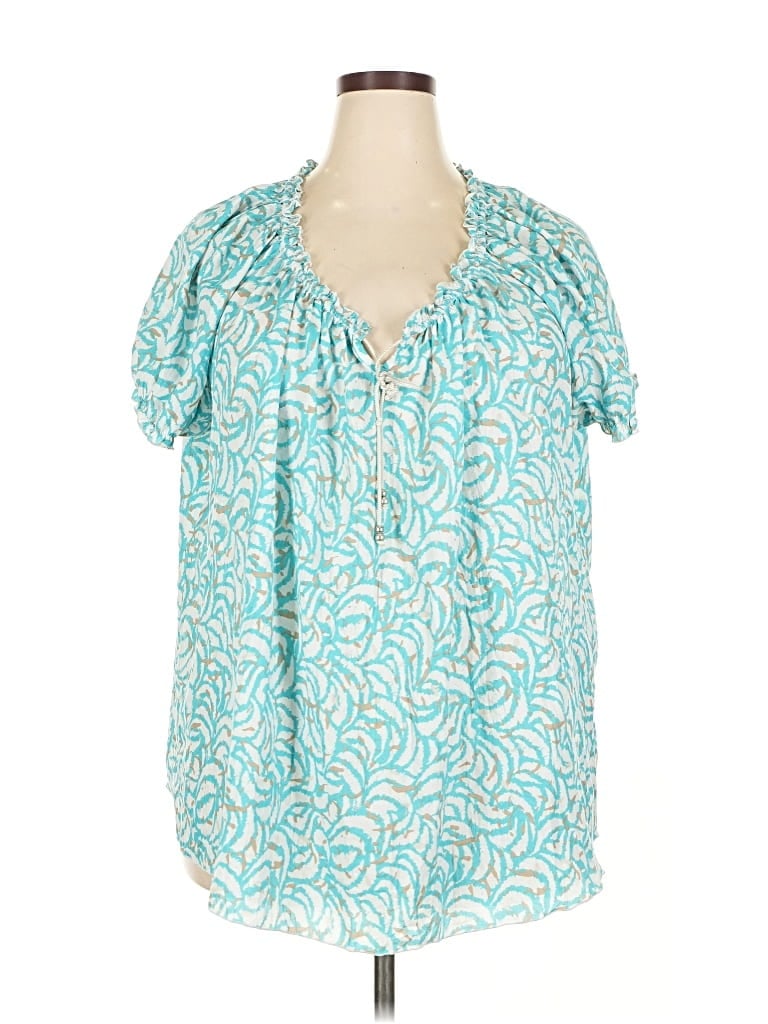 Pre-owned Croft & Barrow Short Sleeve Blouse In Blue