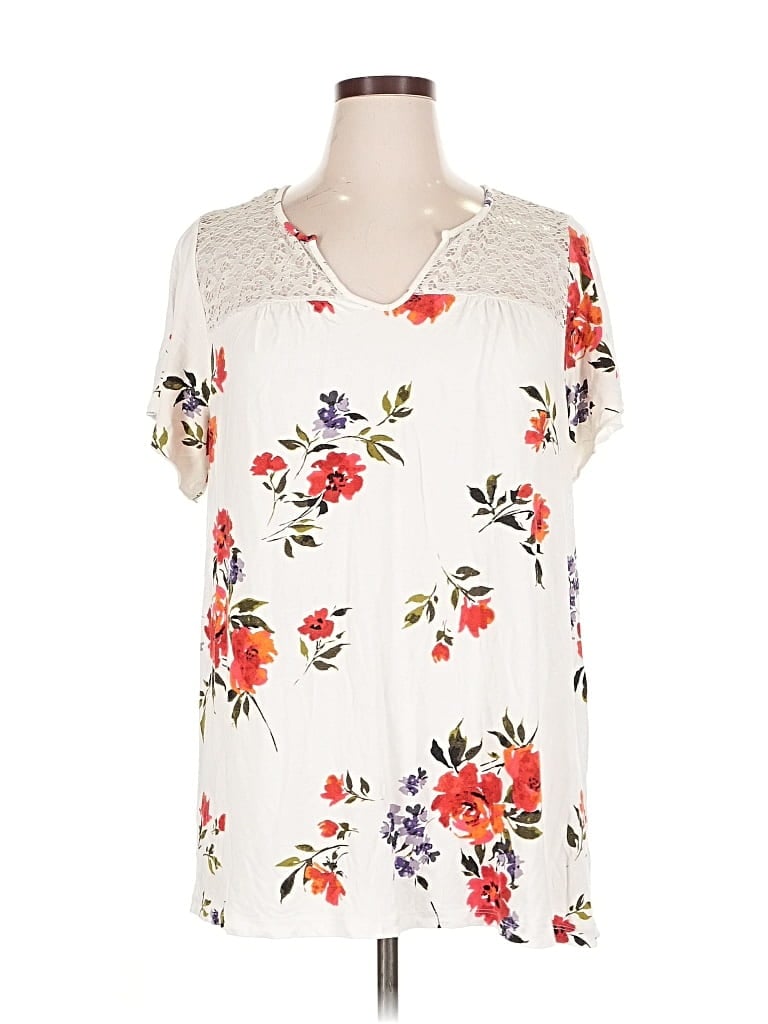 Pre-owned Torrid Short Sleeve Blouse In White