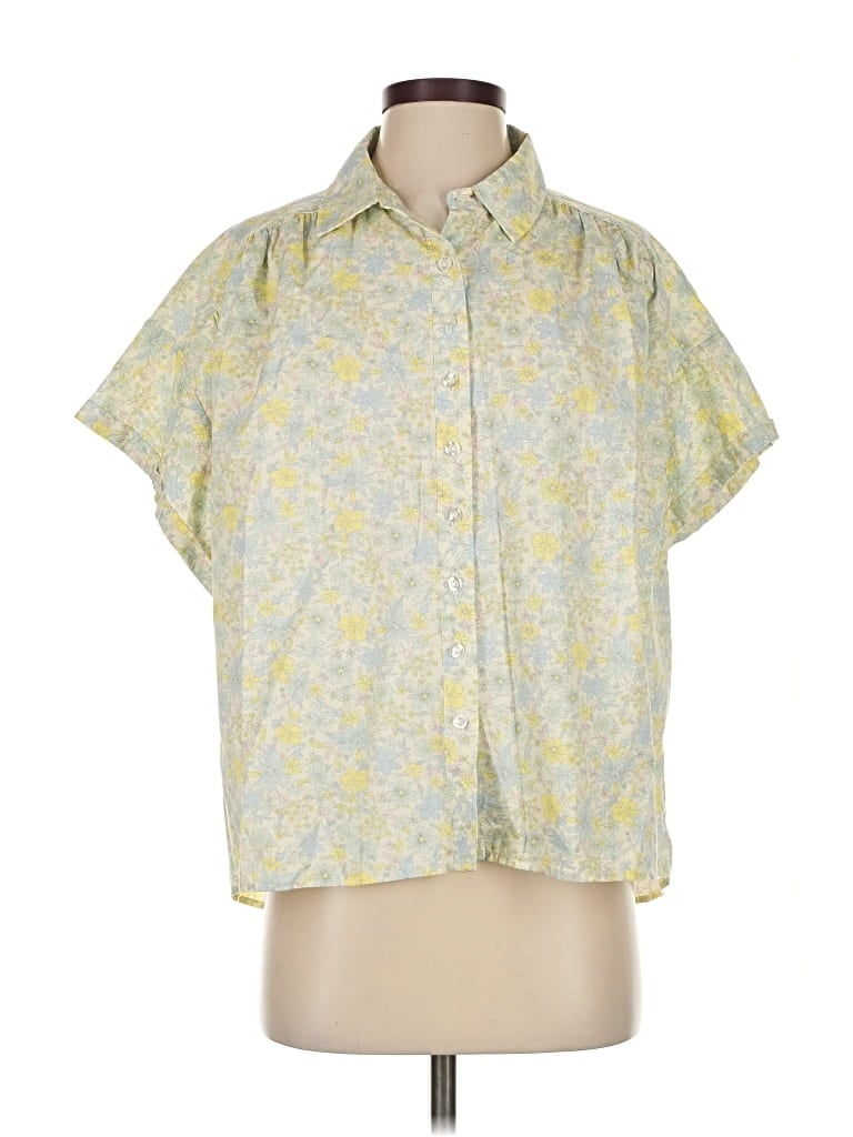 Pre-owned Free People Short Sleeve Blouse In Yellow