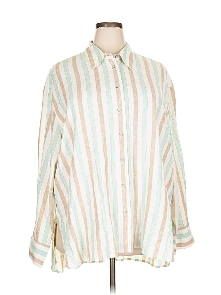 Lane Bryant Long Sleeve Button Down Shirt In White