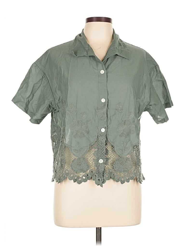 Pre-owned Vitamin A Short Sleeve Blouse In Green