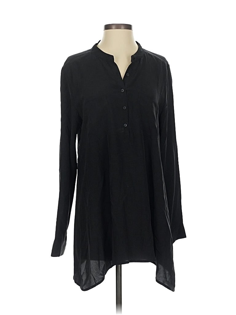 Pre-owned Eileen Fisher Long Sleeve Blouse In Black