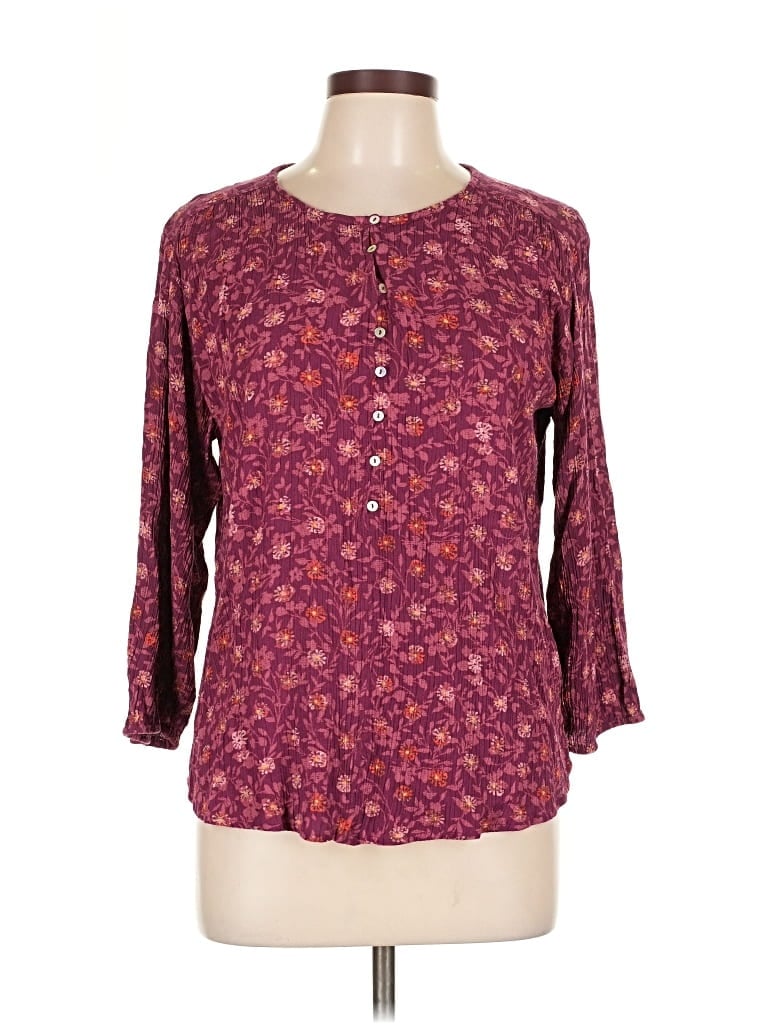 Pre-owned Mason & Belle 3/4 Sleeve Blouse In Burgundy
