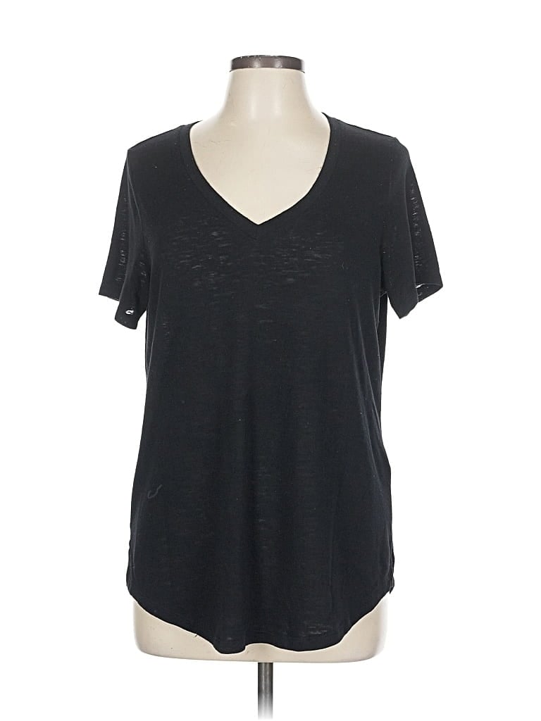 Pre-owned Athleta Short Sleeve Top Black V Neck Tops