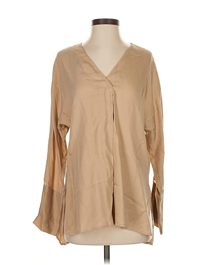 Pre-owned Cuyana Long Sleeve Blouse In Brown