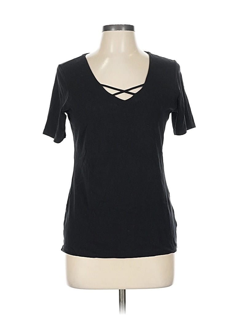 Pre-owned Tahari Short Sleeve T-shirt In Black