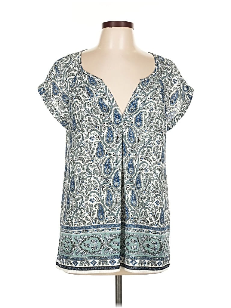 Pre-owned Max Studio Short Sleeve Blouse In Blue