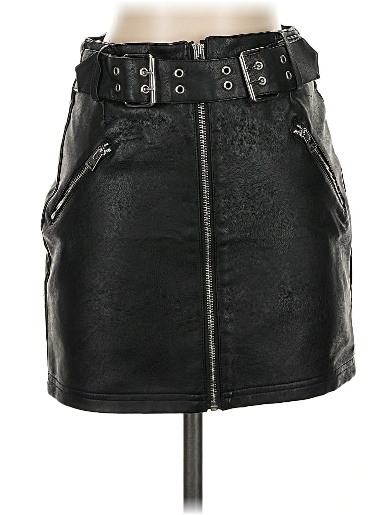 Topshop Faux Leather Skirt In Black