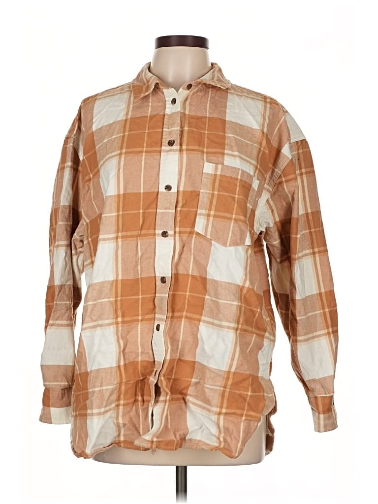 Pre-owned Universal Thread Long Sleeve Button Down Shirt In Brown