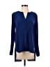 BCBGMAXAZRIA 100% Silk Blue Long Sleeve Silk Top Size XXS - photo 1