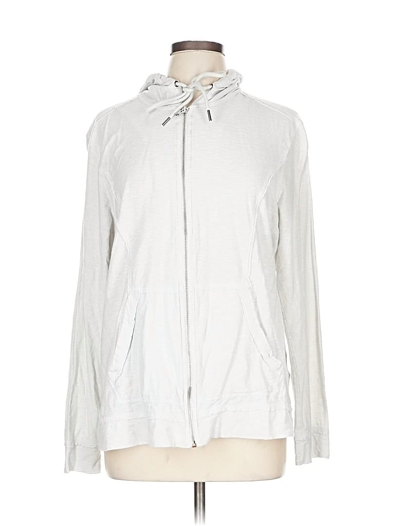 Pre-owned Inc International Concepts Zip Up Hoodie In Silver