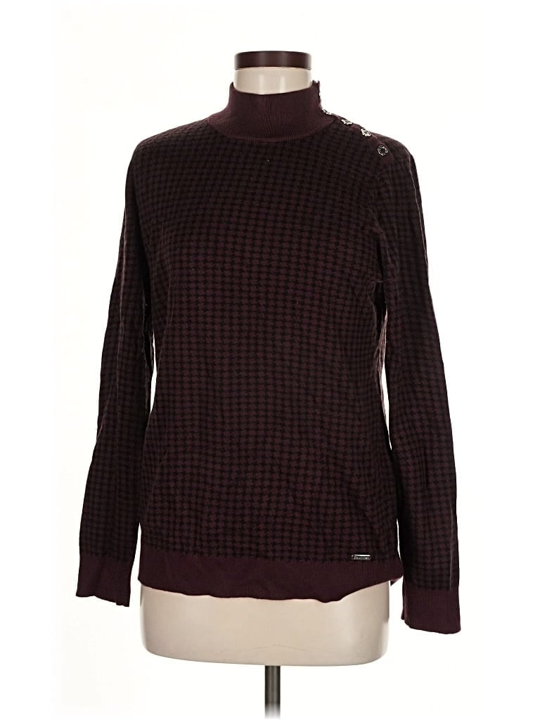 Pre-owned Calvin Klein Turtleneck Sweater In Burgundy