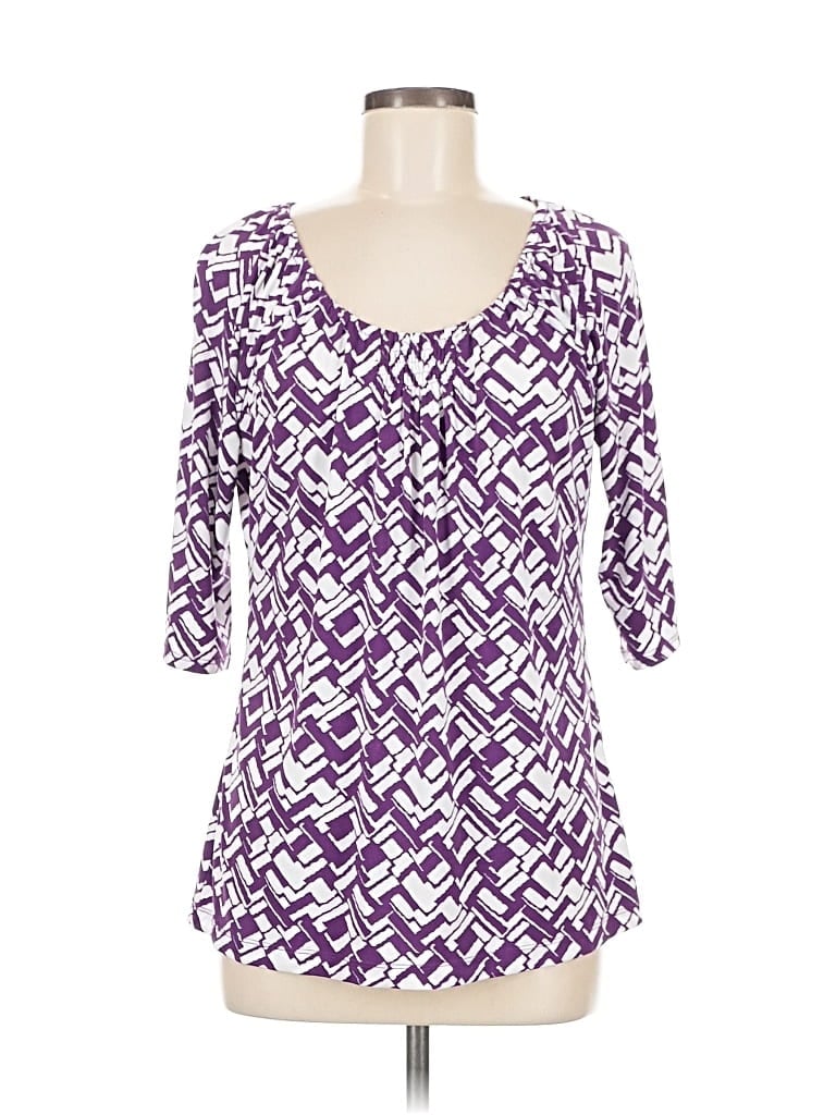 Pre-owned Liz & Co. 3/4 Sleeve Blouse In Purple
