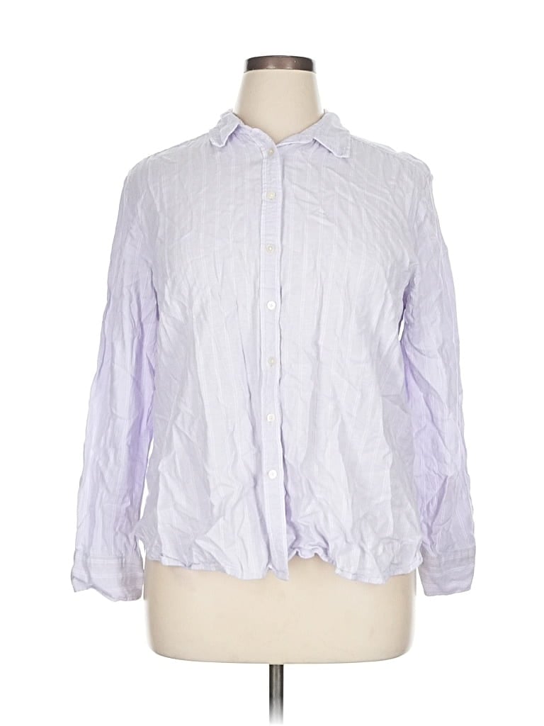 Pre-owned Ann Taylor Loft Long Sleeve Button Down Shirt In Purple