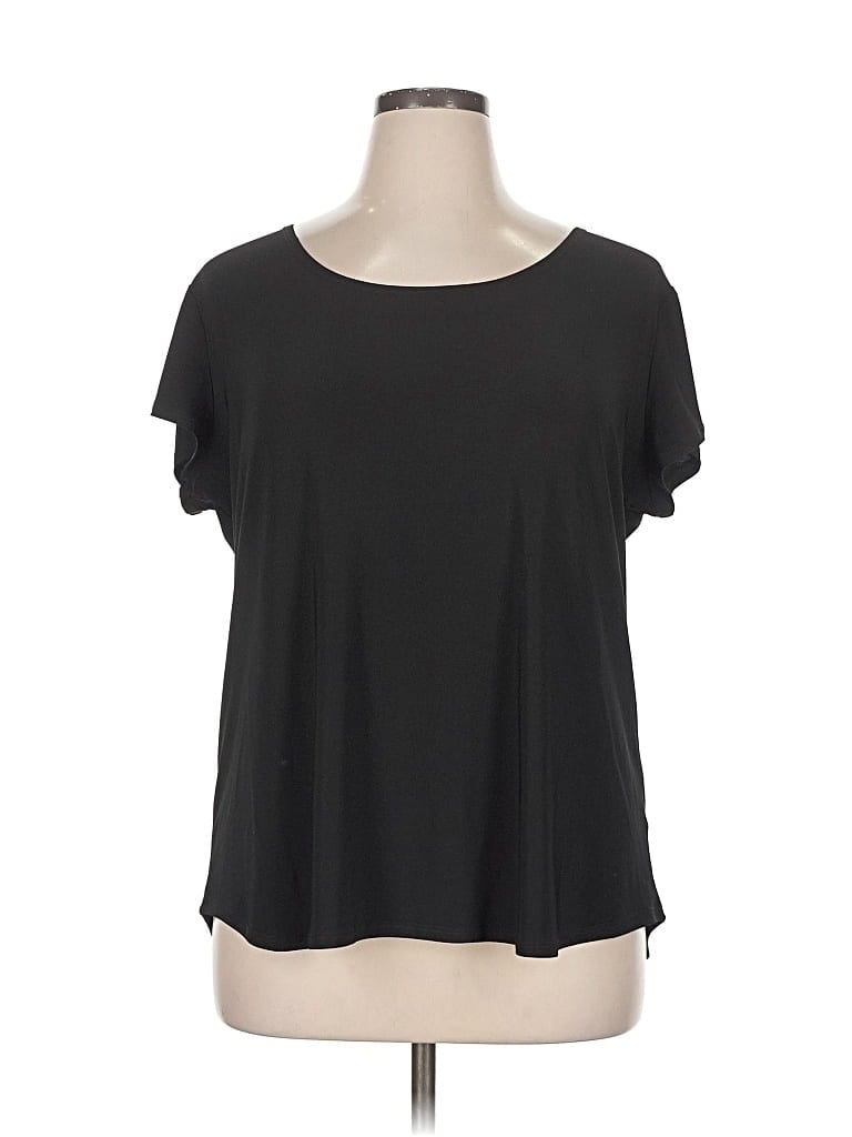 Pre-owned Attitudes By Renee Short Sleeve Top Black Scoop Neck Tops