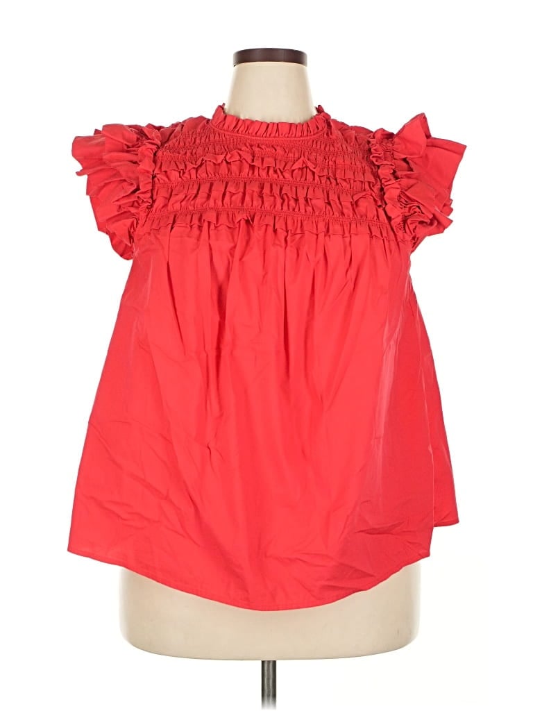 Pre-owned Marc New York Andrew Marc Short Sleeve Blouse In Red