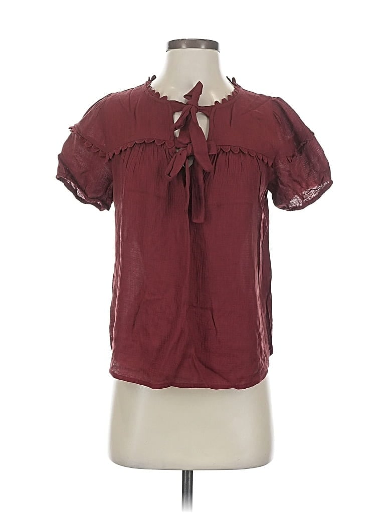 Pre-owned Mine Short Sleeve Blouse In Burgundy