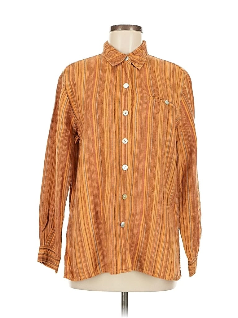 Pre-owned Chico's Design Long Sleeve Button Down Shirt In Orange