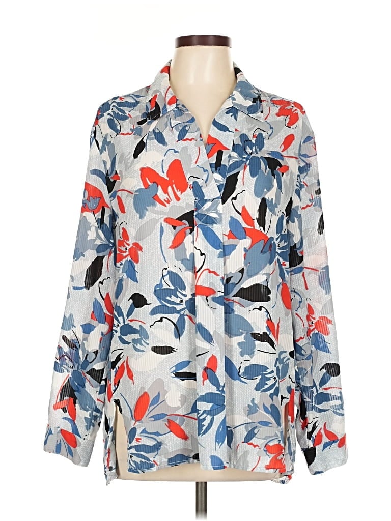 Pre-owned Jones New York Long Sleeve Blouse In Blue