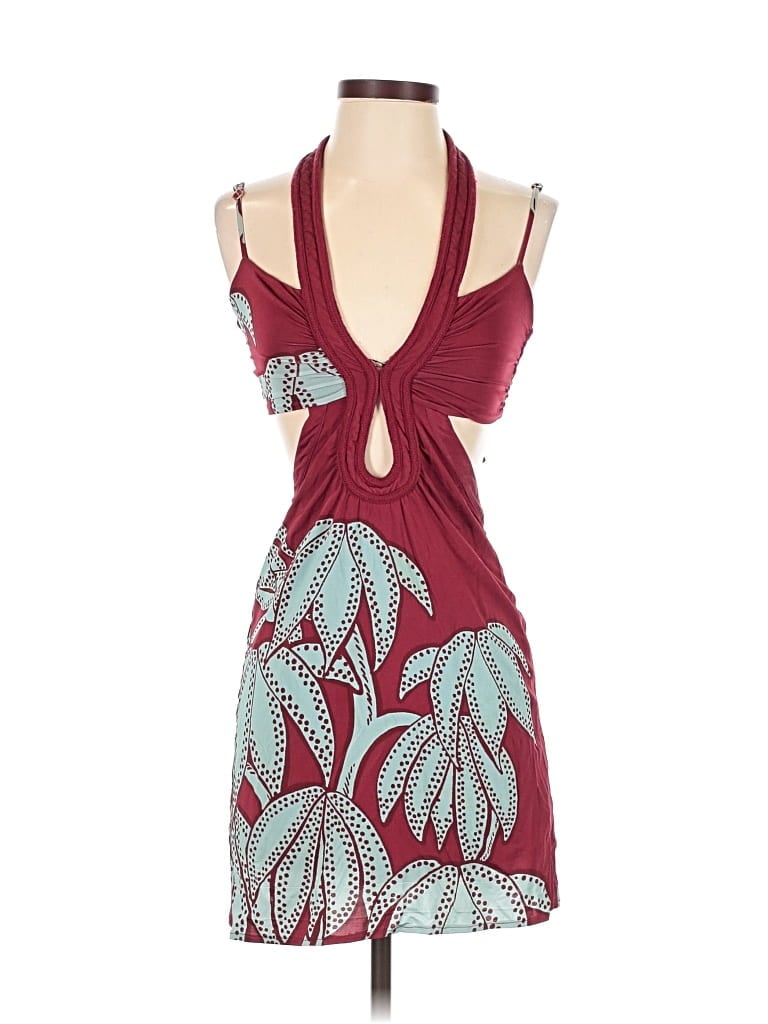 Pre-owned Johanna Ortiz Cocktail Dress In Burgundy