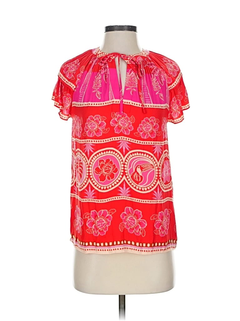 Pre-owned Cupcakes And Cashmere Short Sleeve Blouse In Red