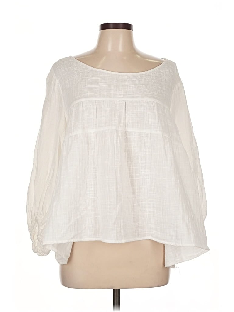 Pre-owned Max Studio 3/4 Sleeve Blouse In White