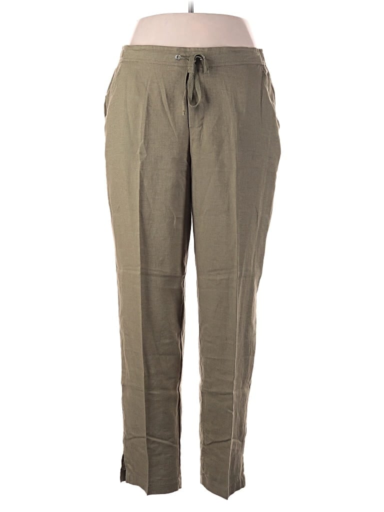 Pre-owned Emily Daniels Linen Pants In Green