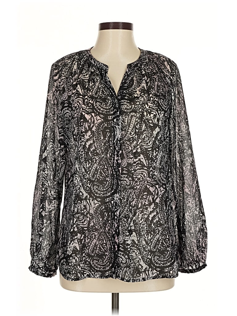 Pre-owned Kut From The Kloth Long Sleeve Blouse In Silver