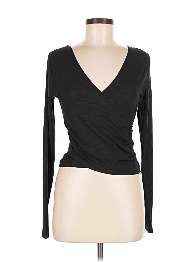 CALIA Pre-owned Long Sleeve Top Black Plunge Neckline Tops