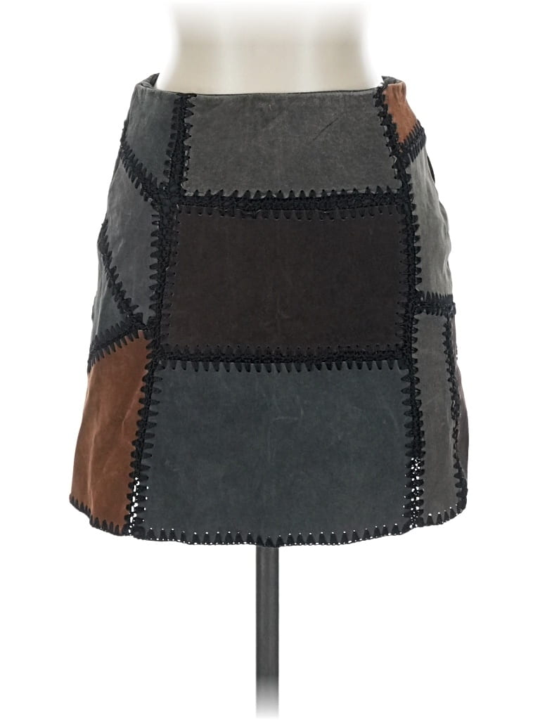 Pre-owned Zara Leather Skirt In Gray
