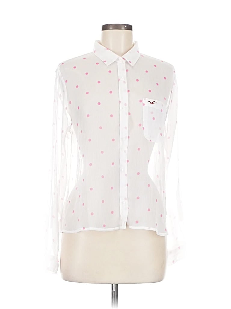 Pre-owned Hollister Long Sleeve Blouse In White