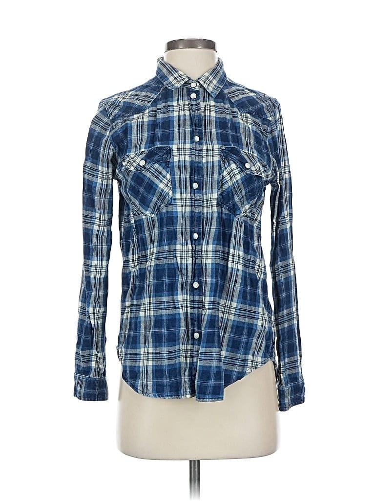 Pre-owned American Eagle Outfitters Long Sleeve Button Down Shirt In Blue