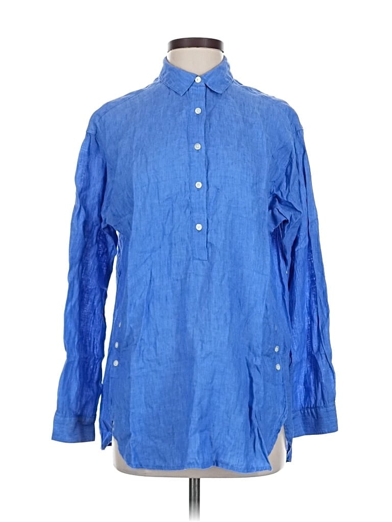Pre-owned J. Mclaughlin Long Sleeve Button Down Shirt In Blue