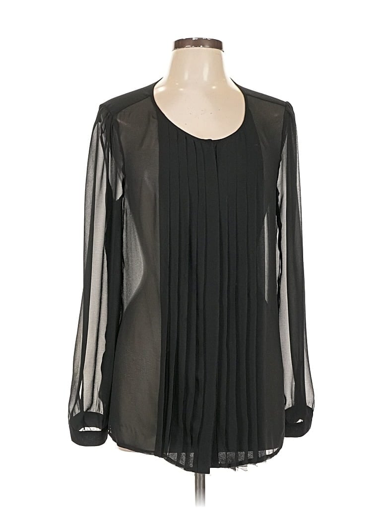 Pre-owned Ann Taylor Loft Long Sleeve Blouse In Black