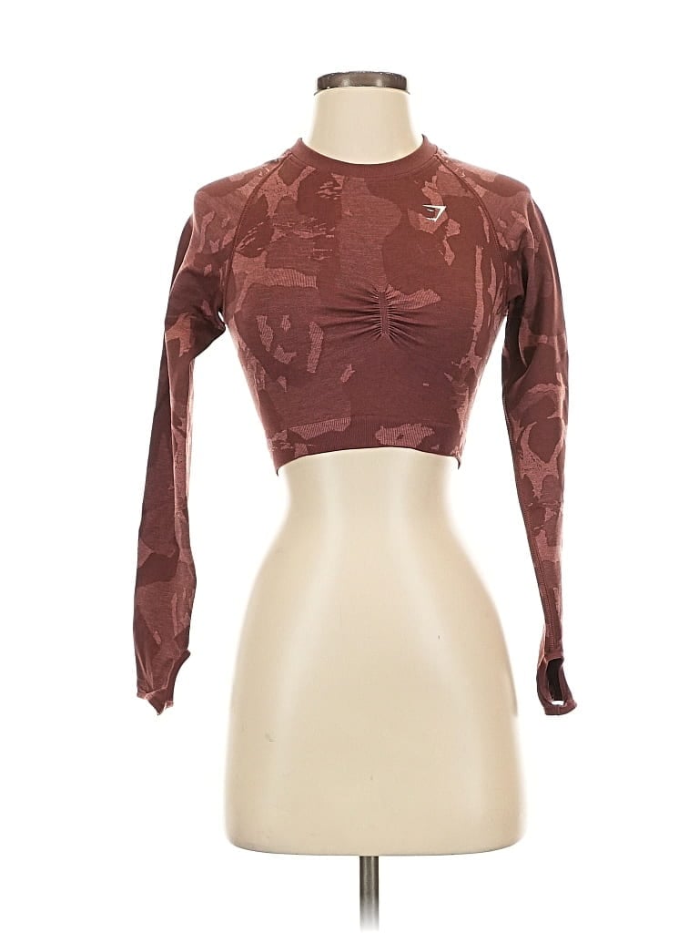 Pre-owned Gymshark Long Sleeve T-shirt In Burgundy