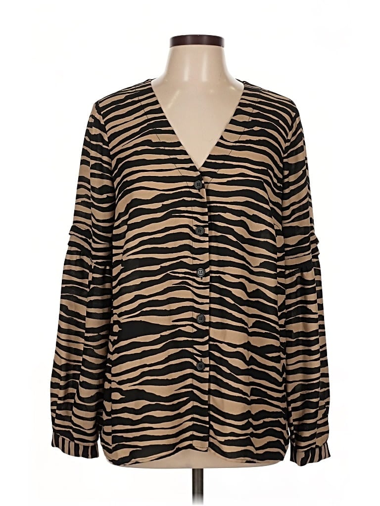 Pre-owned Hobbs London Long Sleeve Blouse In Brown