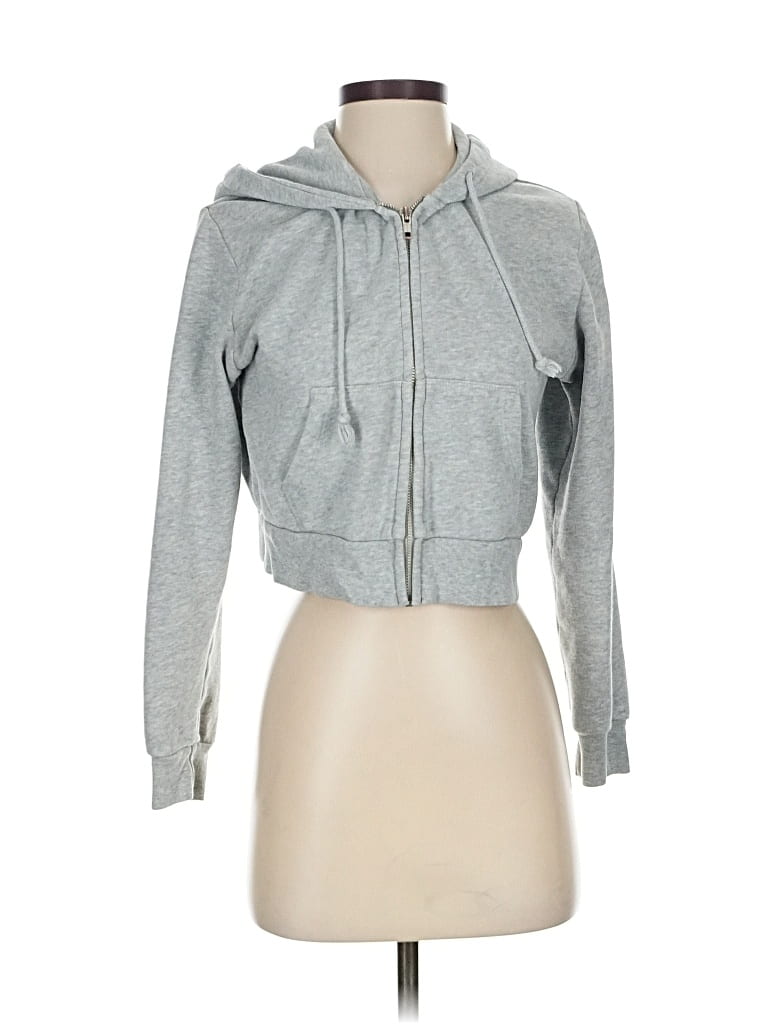 Pre-owned Brandy Melville Zip Up Hoodie In Gray