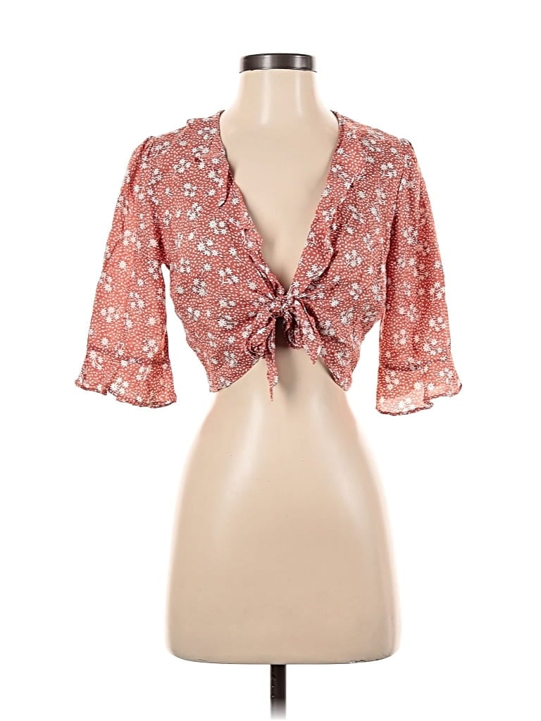 Pre-owned Lulus 3/4 Sleeve Blouse In Pink