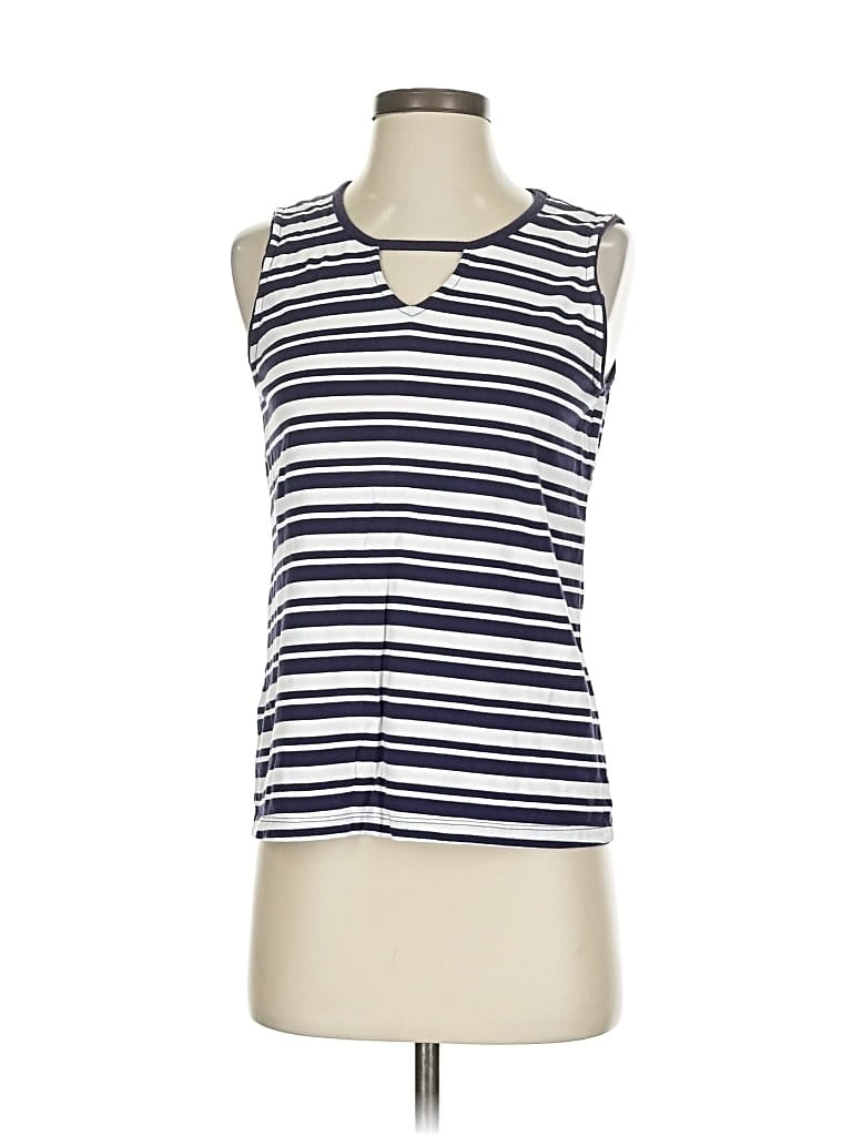 Pre-owned Coral Bay Sleeveless Top Blue Keyhole Neckline Tops