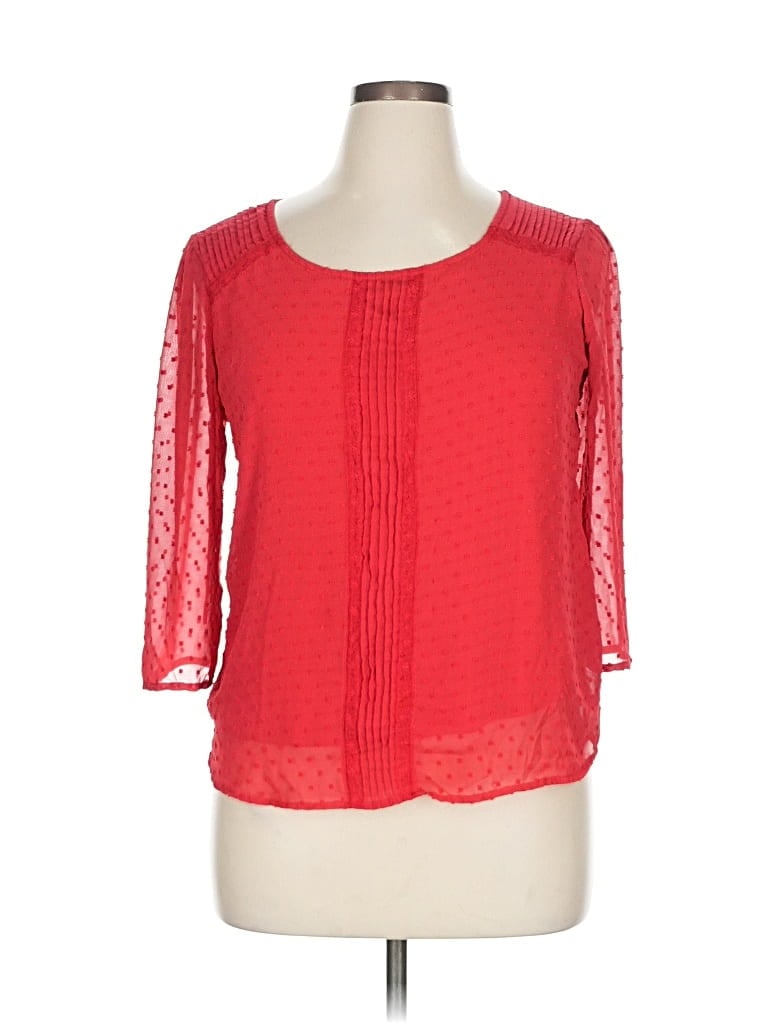 Pre-owned Lc Lauren Conrad 3/4 Sleeve Top Red Square Neckline Tops