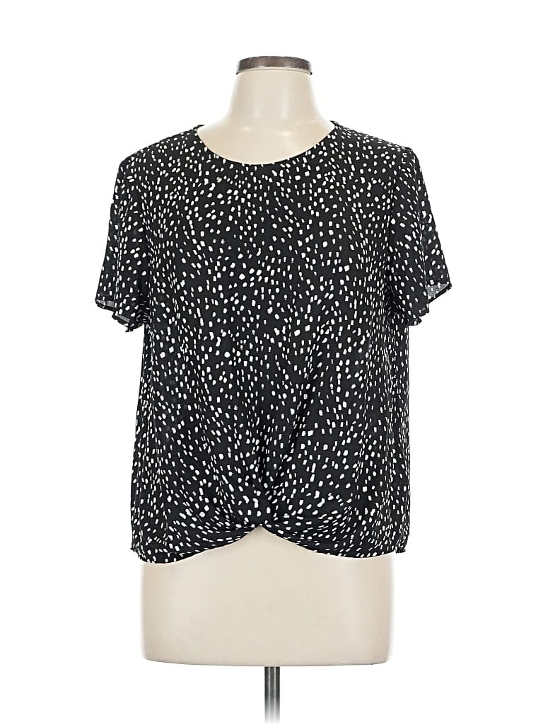 Pre-owned Banana Republic Factory Store Short Sleeve Blouse In Black