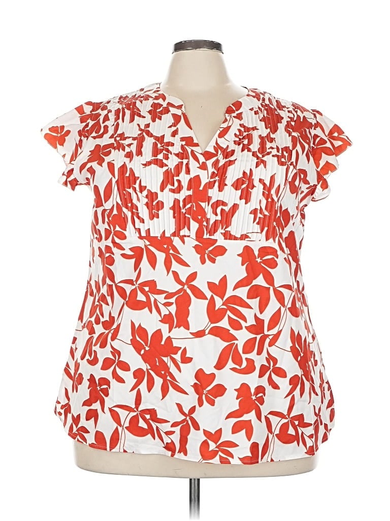 Pre-owned Bloomchic Short Sleeve Blouse In Red