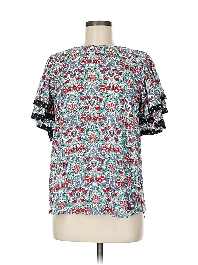 Pre-owned Ann Taylor Loft Short Sleeve Blouse In Blue