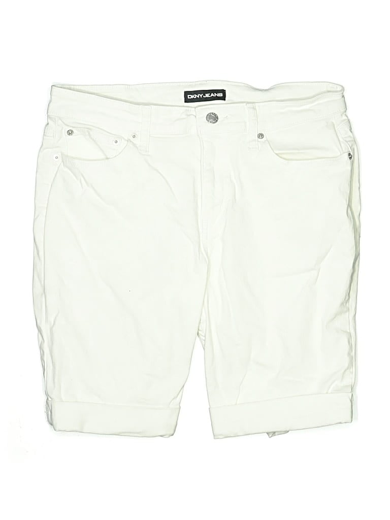 Pre-owned Dkny Jeans Denim Shorts In White