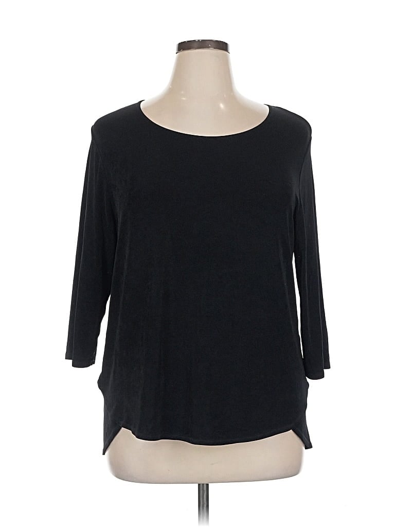 Pre-owned Travelers By Chico's 3/4 Sleeve Top Black Boatneck Tops