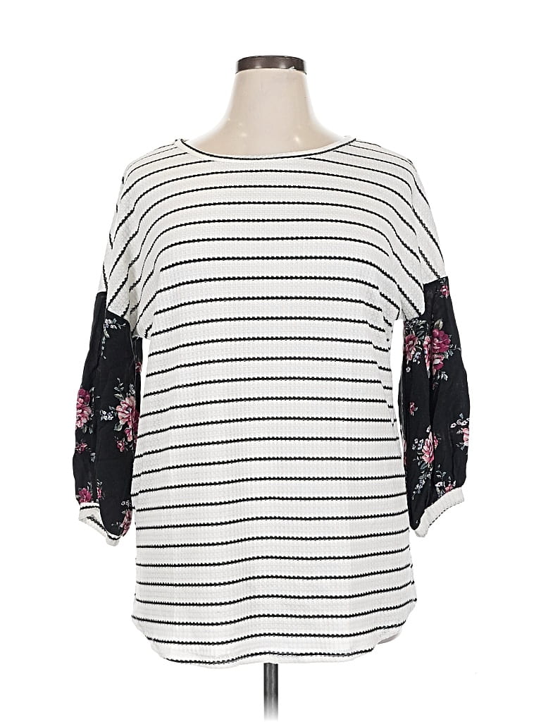 Pre-owned White Birch 3/4 Sleeve Top White Boatneck Tops